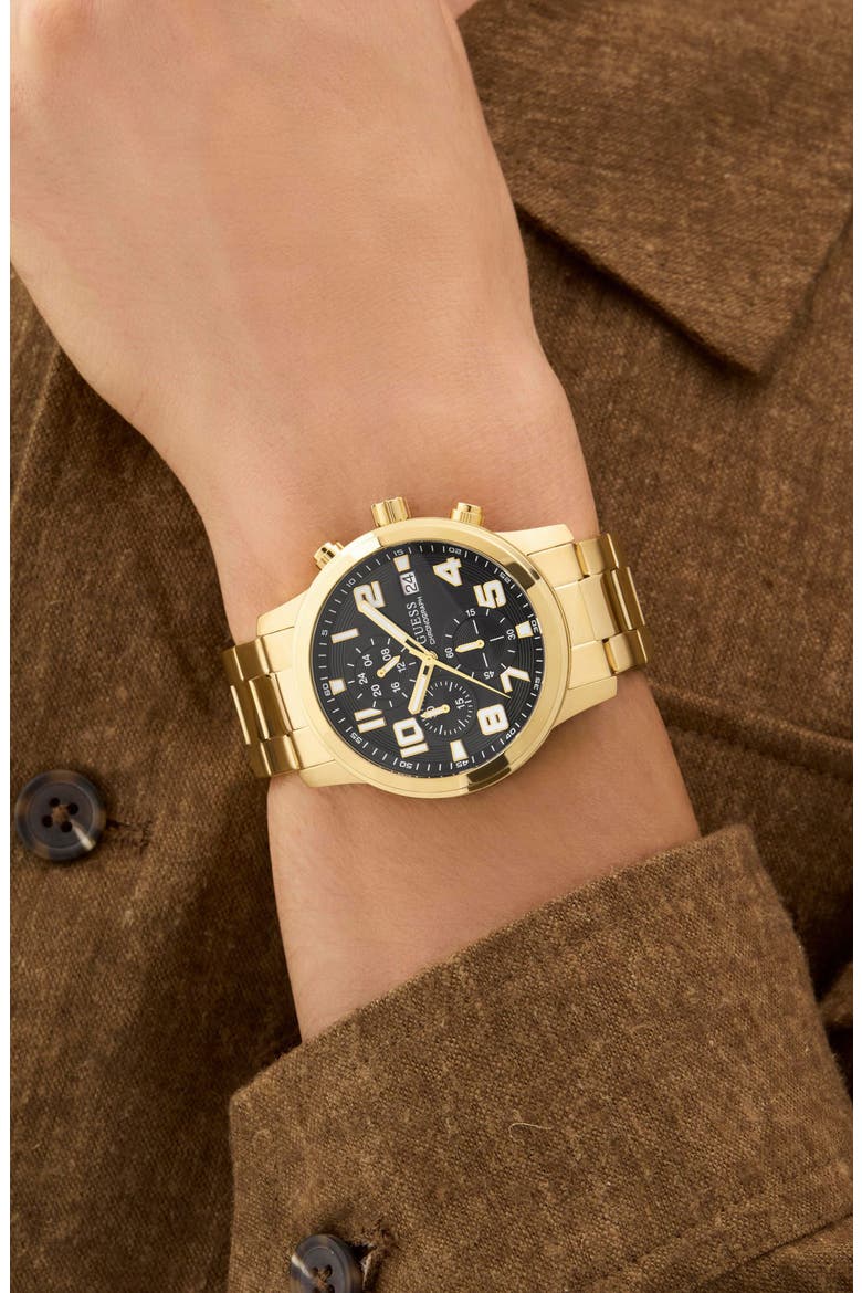 Atticus Goldtone Chronograph Bracelet Watch, 44mm, Alternate, color, GOLD