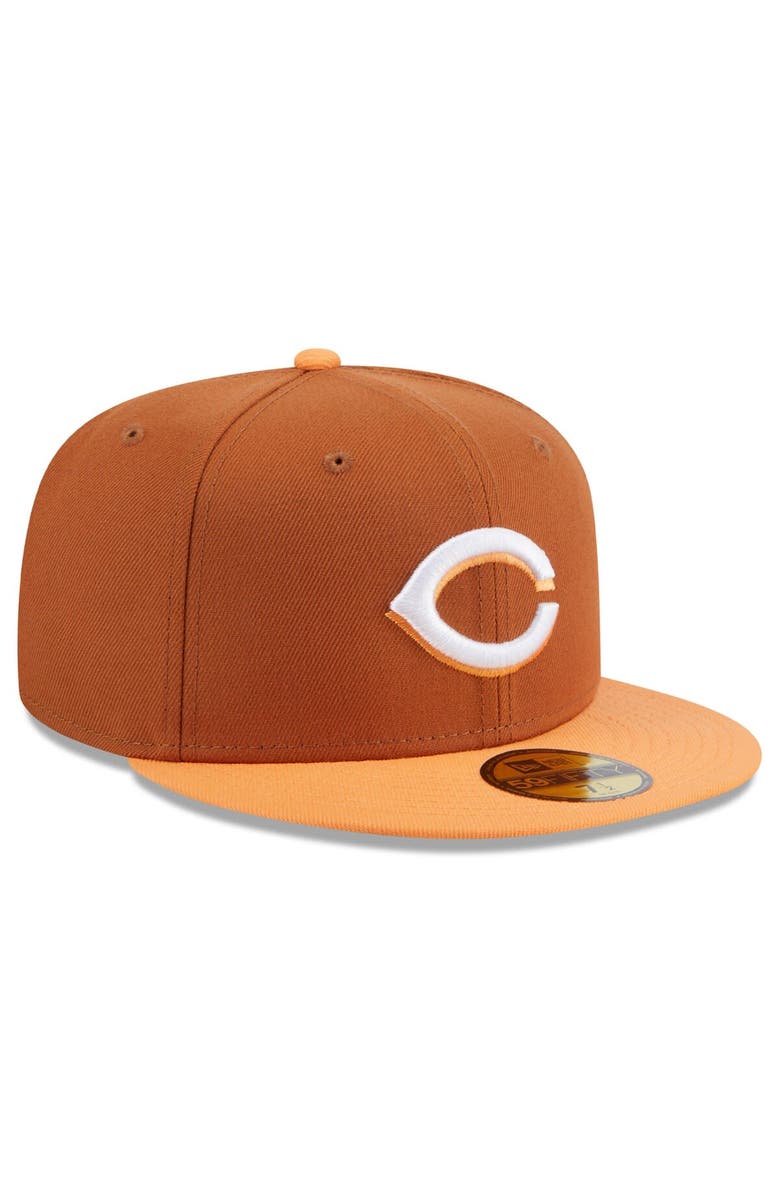 New Era Men's New Era Brown/Orange Cincinnati Reds Spring Color Basic Two-Tone 59FIFTY Fitted Hat, Alternate, color, Brown