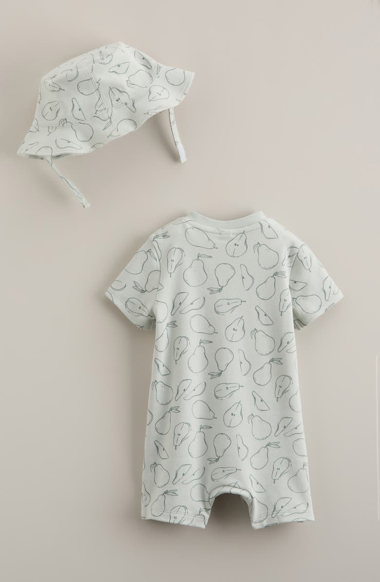 Nordstrom Print Romper & Hat Set, Alternate, color, Green Hush Sketchy Pears