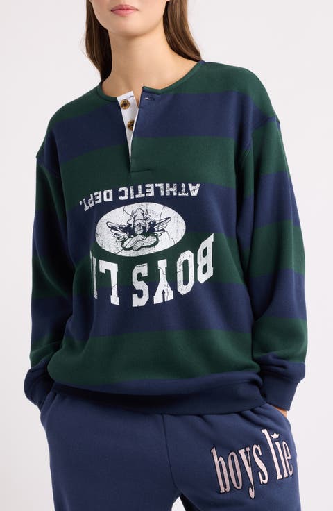Jason K Graphic Striped Sweatshirt