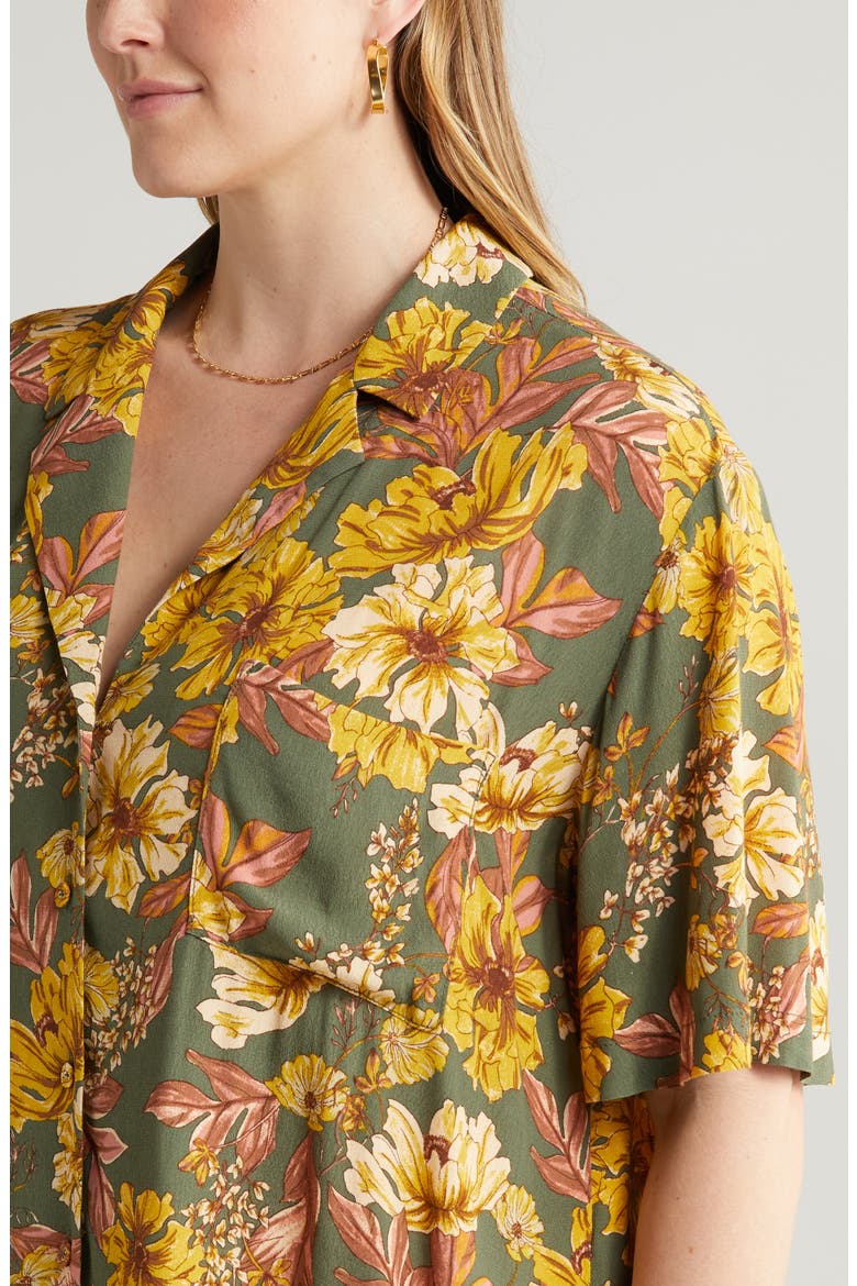 Soft Double Pocket Camp Shirt, Alternate, color, OLIVE KALAMATA AMELIA FLORAL