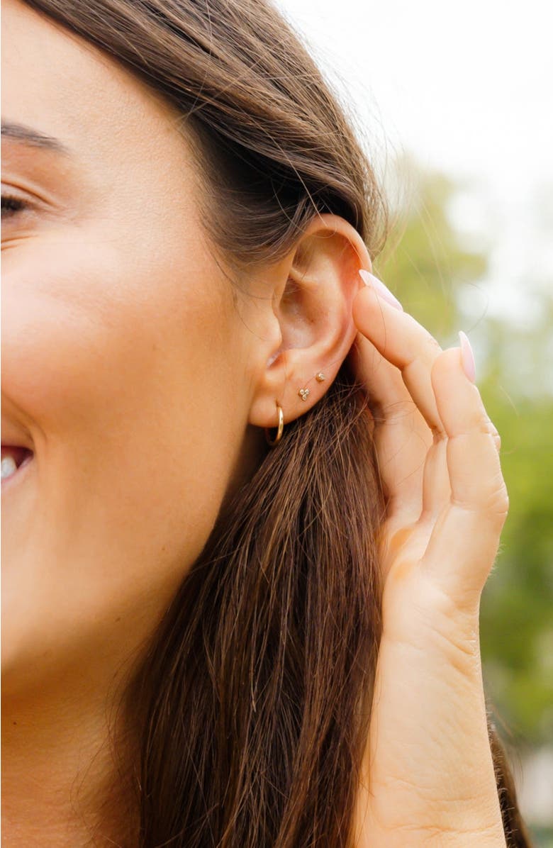 MADE BY MARY CZ Bezel Trinity Stud Earrings, Alternate, color, Silver