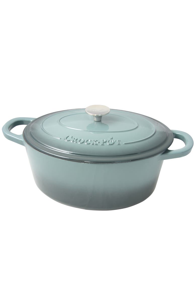 Crock-pot 7 Quart Enameled Cast Iron Oval Dutch Oven, Alternate, color, Metallic Silver