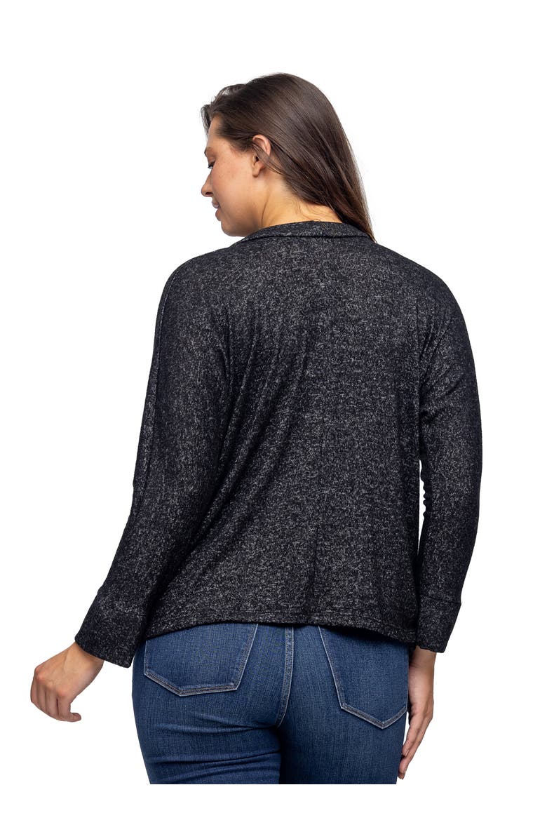 24seven Comfort Apparel Single Button Front Long Sleeve Womens Cardigan, Alternate, color, Black