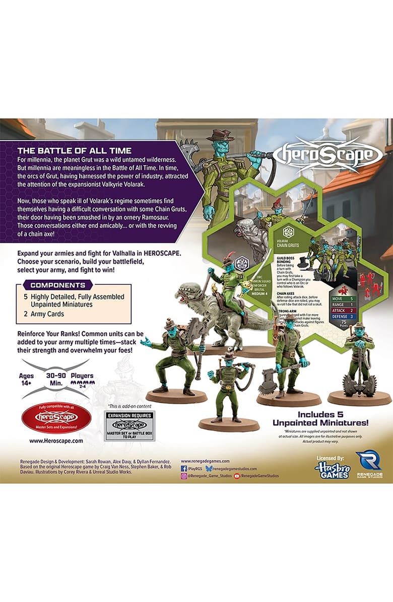 Renegade Game Studios Heroscape, Chain Gruts & Ramosaur Rider Common Army Expansion, Alternate, color, Multicolored