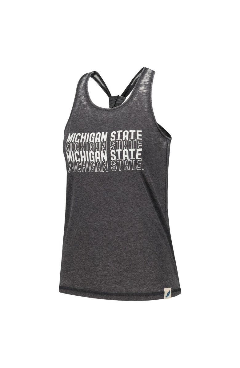 LEAGUE COLLEGIATE WEAR Women's League Collegiate Wear Black Michigan State Spartans Stacked Name Racerback Tank Top, Alternate, color, 