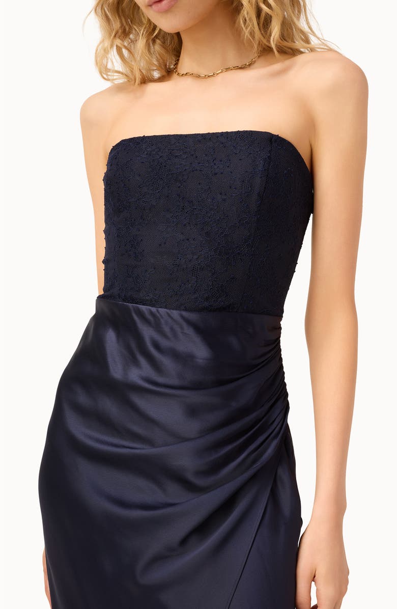 CAMI NYC Echo Strapless Mixed Media Dress, Alternate, color, Navy