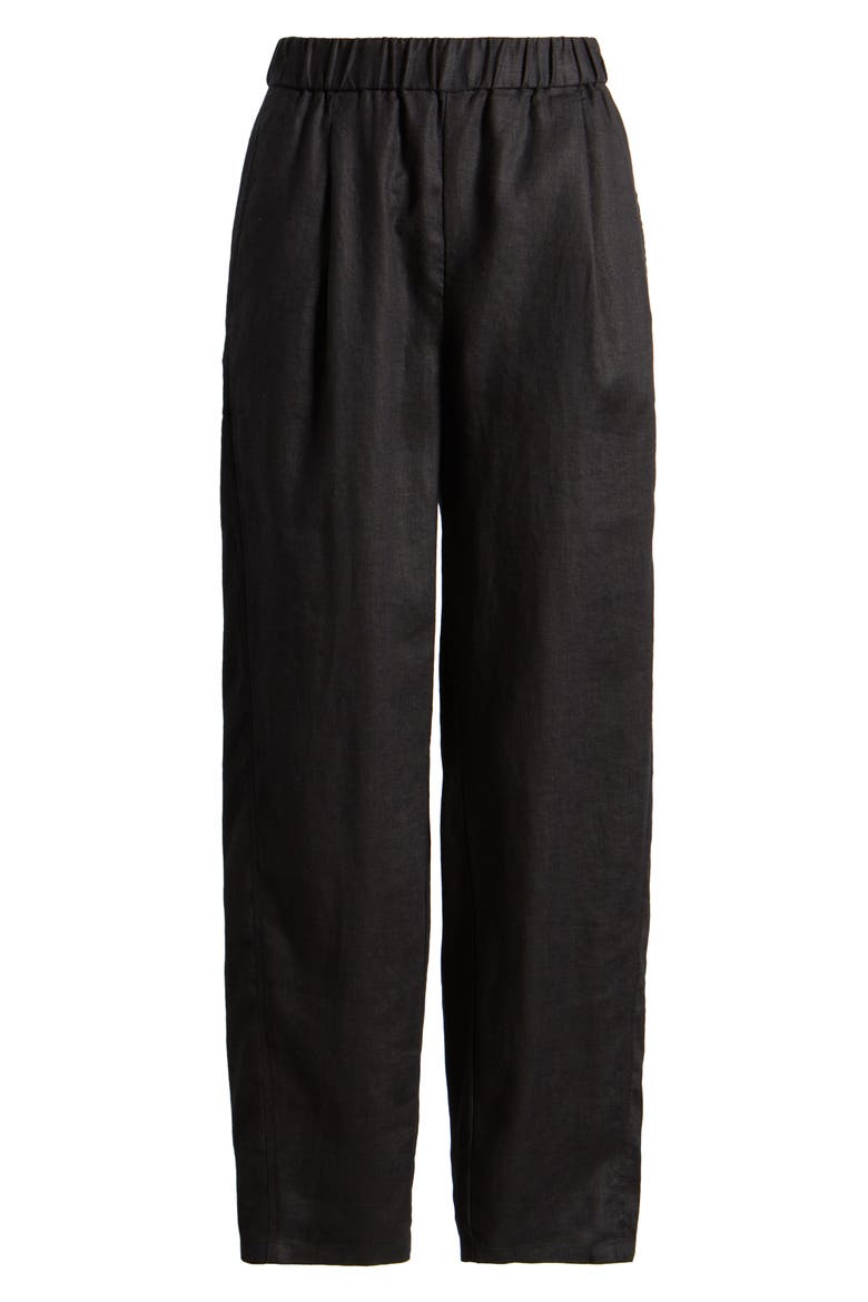 Pleated Organic Linen Lantern Pants, Alternate, color, BLACK