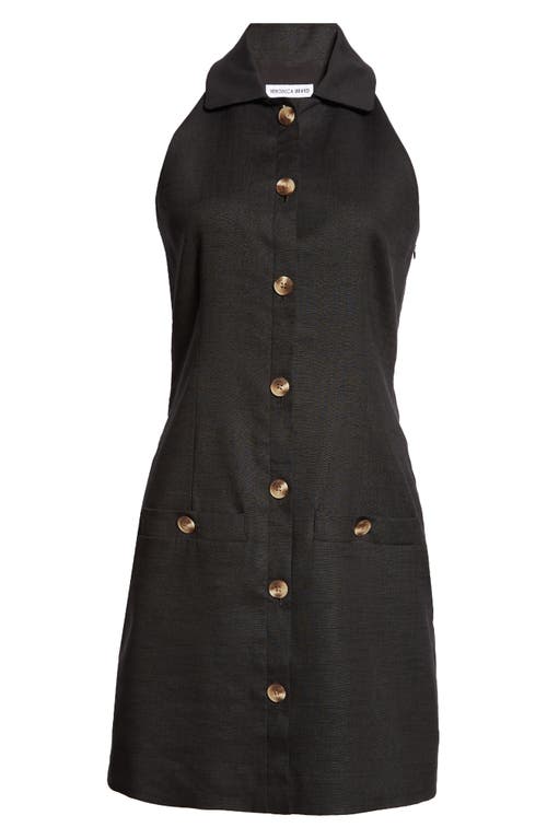 Veronica Beard Roxanne Linen Blend Button-up Minidress In Black