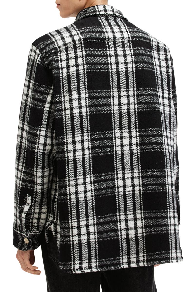 AllSaints Imber Relaxed Fit Check Overshirt, Alternate, color, Black/ Ecru White