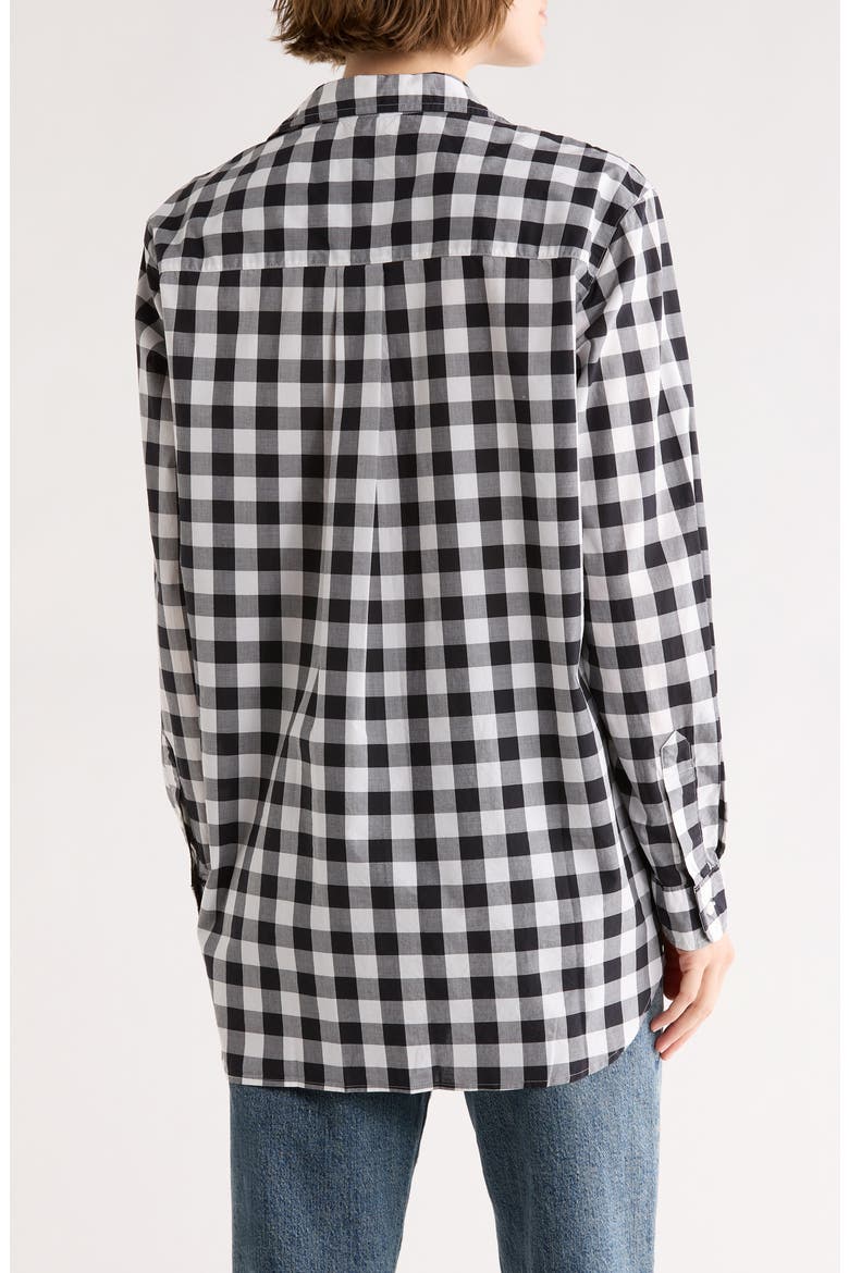 Relaxed Fit Cotton Button-Up Shirt, Alternate, color, BLACK AND WHITE CHECKER