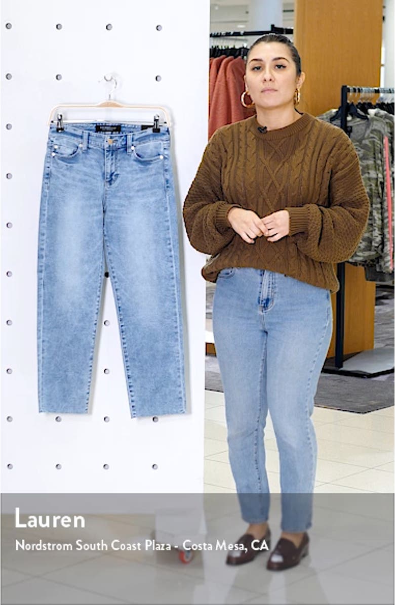 High Waist Raw Hem Crop Jeans, sales video thumbnail