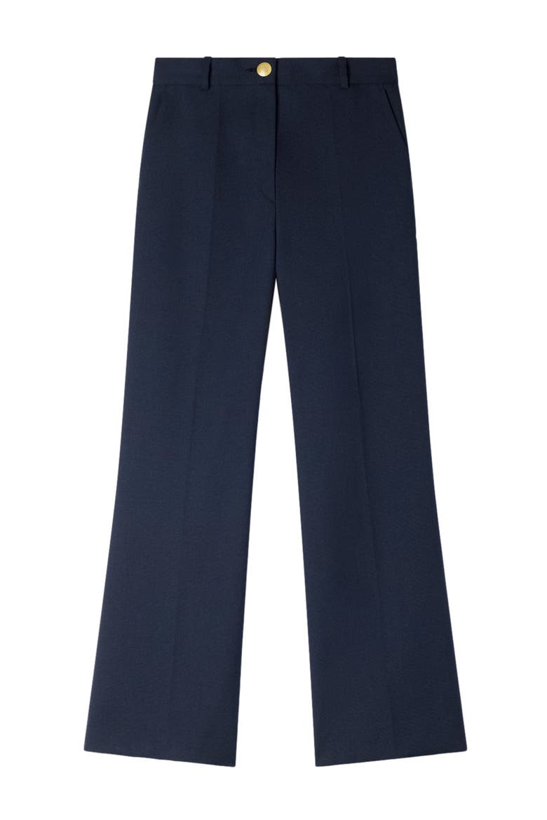 Wide-leg wool trousers, Alternate, color, Navy blue