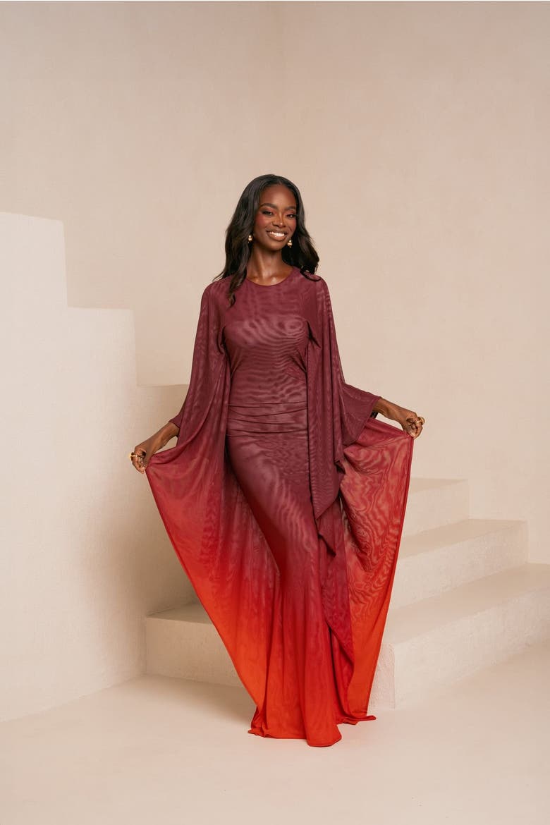 Dawn Kaftan Dress, Alternate, color, Burgundy
