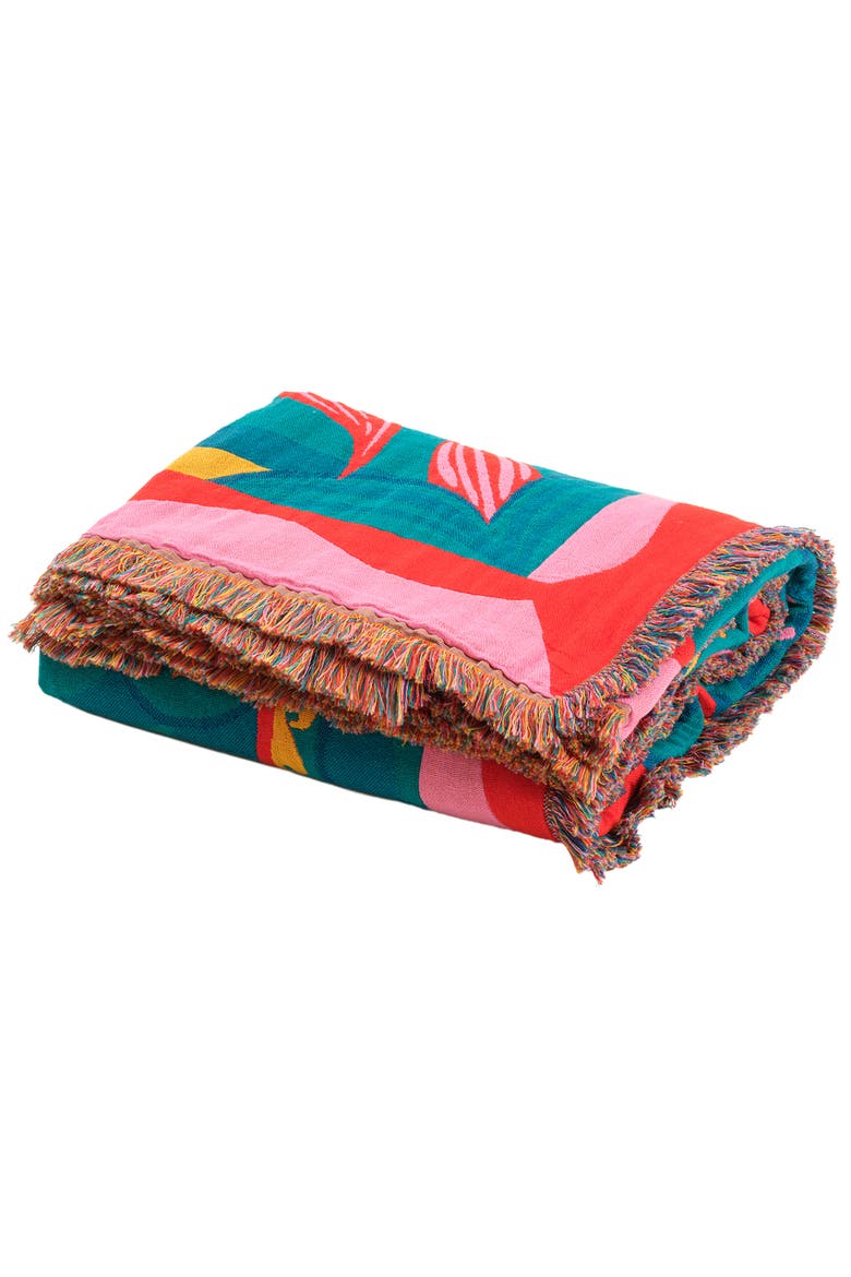 Novelas Fringed Jacquard 100% Cotton Throw Wild 54X71 In, Alternate, color, Medium Green