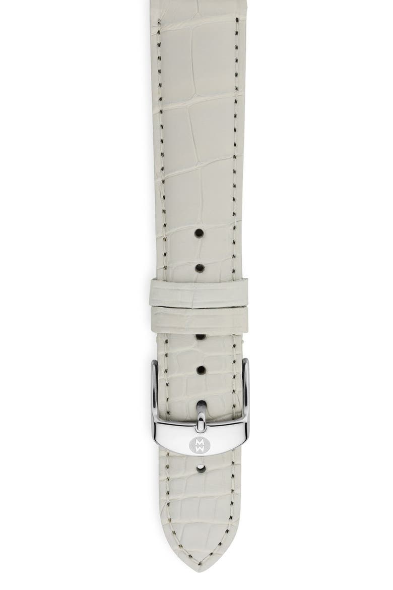 18mm Alligator Watch Strap, Main, color, WHITE