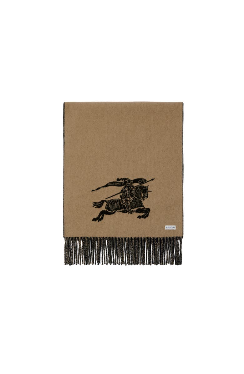 Burberry Reversible EKD Cashmere Scarf, Alternate, color, Camel/Black