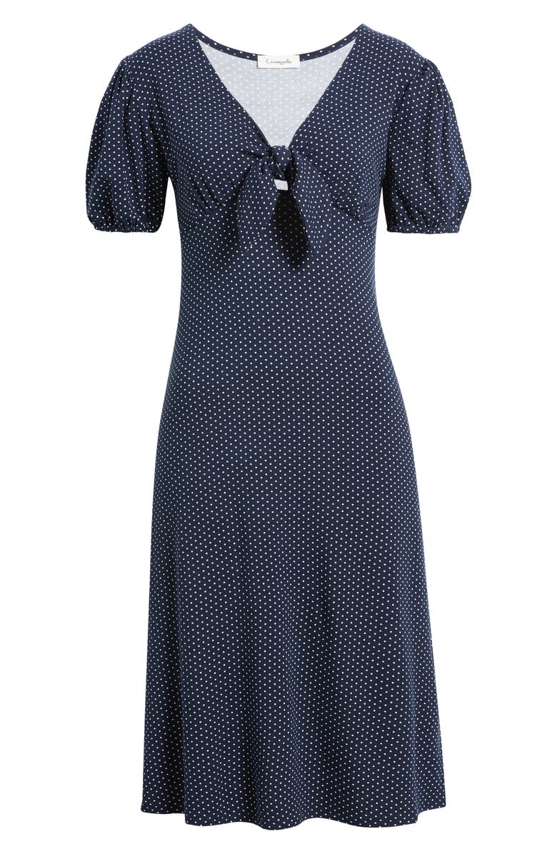 Loveappella Polka Dot Puff Sleeve Midi Dress, Alternate, color,