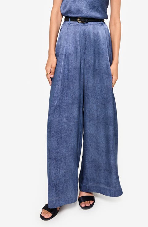 Wide-leg Silk Pants (Single Layer)