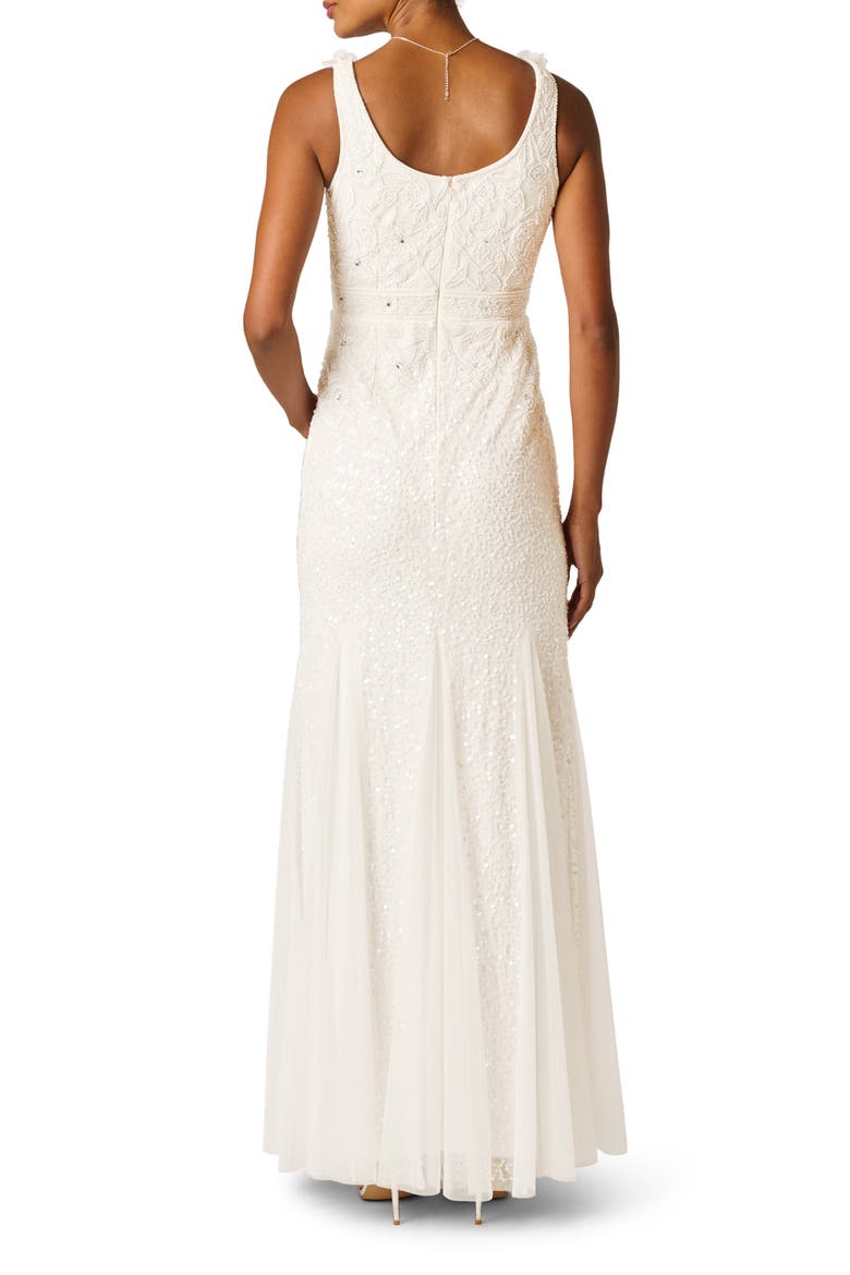 Beaded Godet Mermaid Gown, Alternate, color, IVORY
