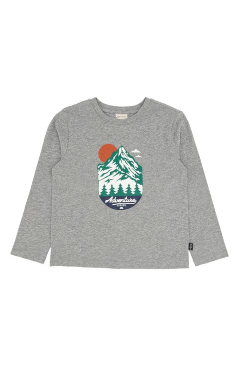 Kids' Adventure Long Sleeve Cotton Graphic T-Shirt