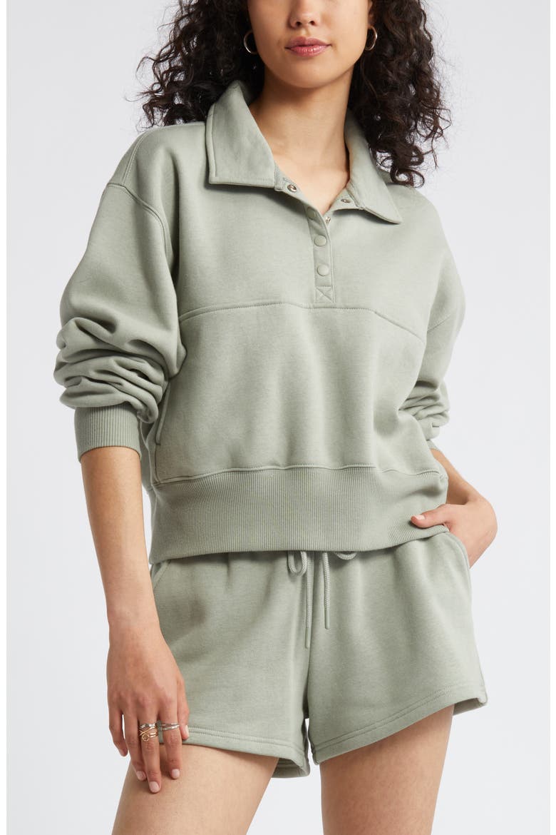 Polo Fleece Sweatshirt, Main, color, GREEN HALO