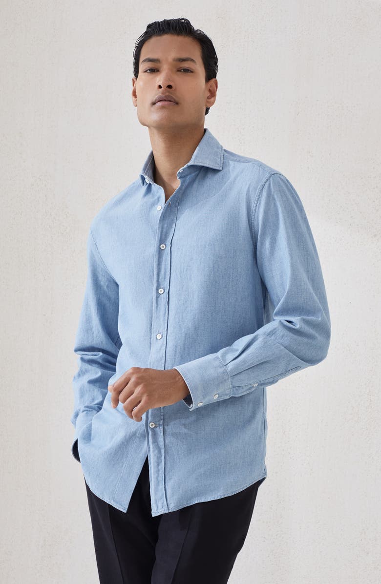 Brunello Cucinelli Chambray shirt, Alternate, color, Medium Denim