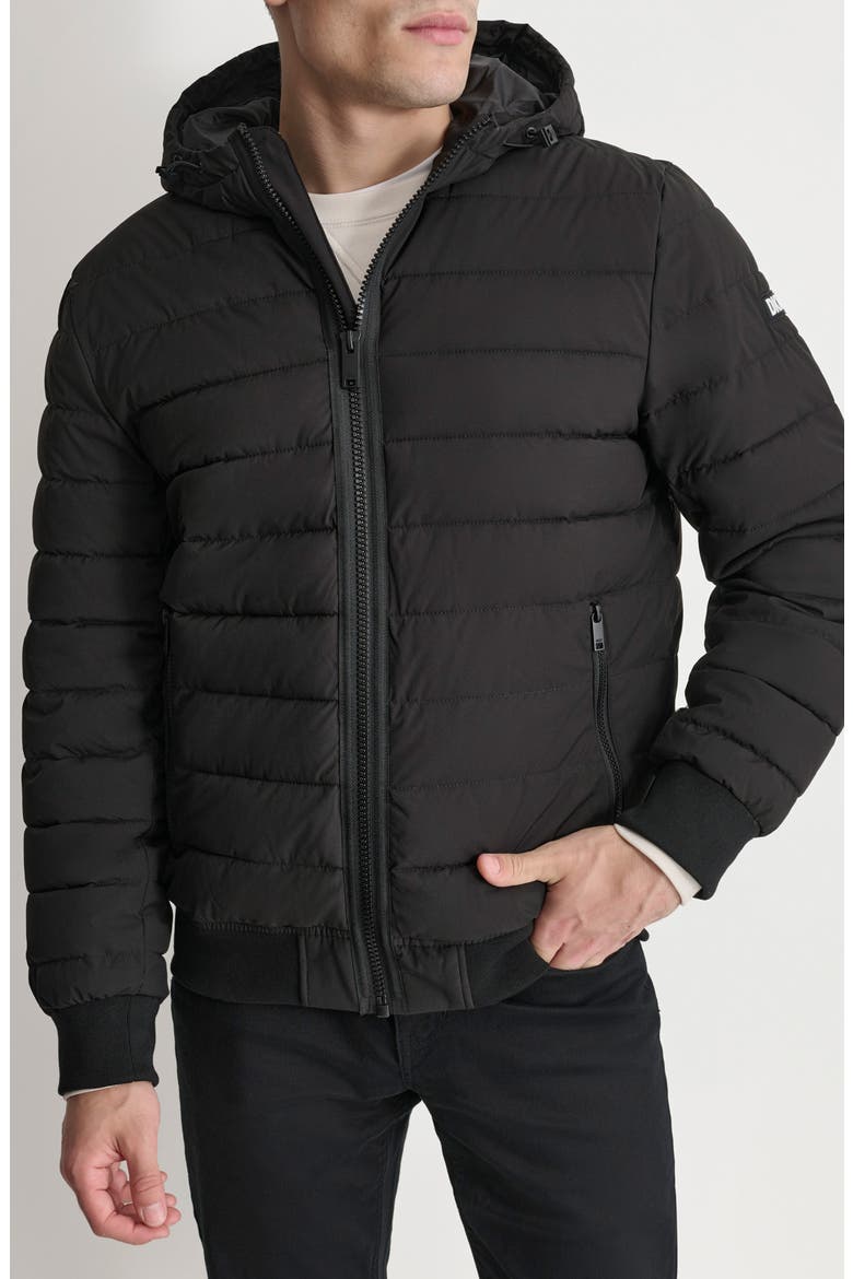 Zip Front Quilted Jacket, Main, color, BLACK