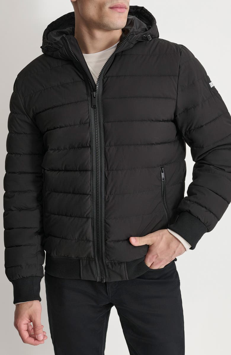 DKNY Zip Front Quilted Jacket, Main, color, Black