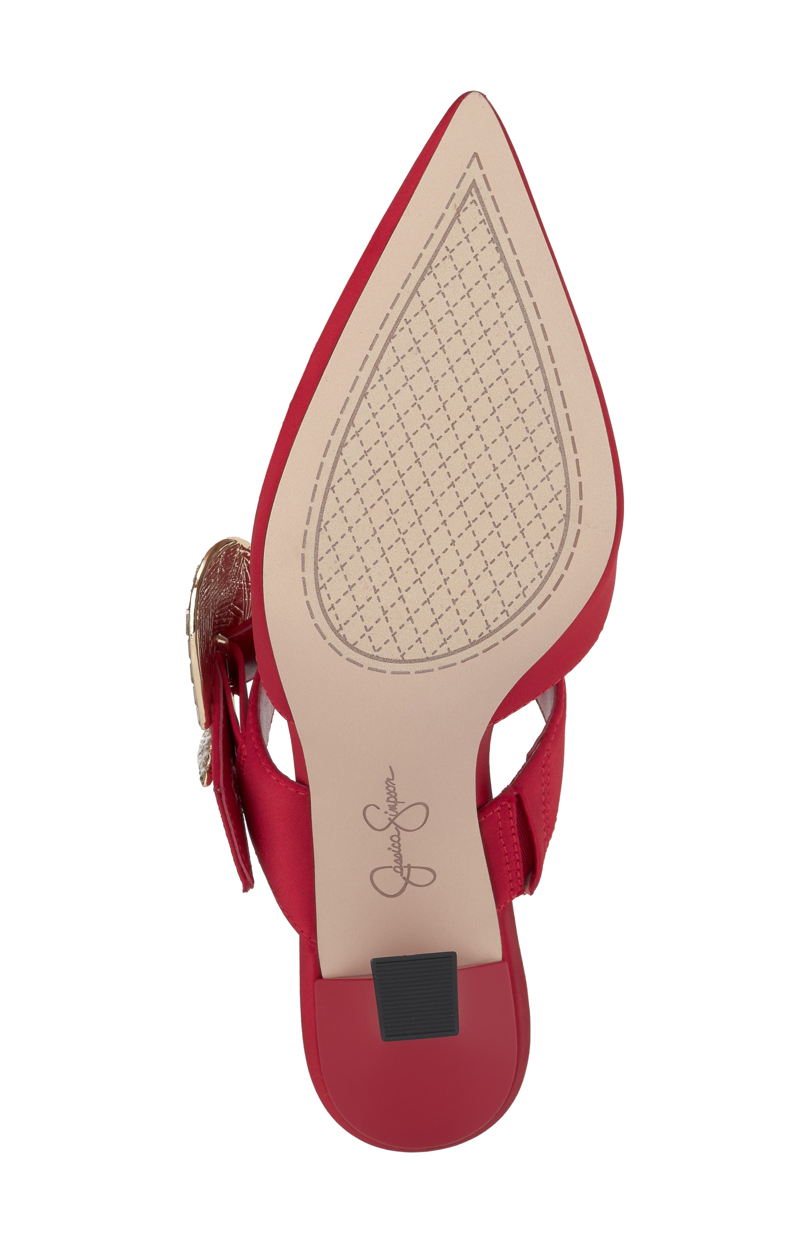 Favica Embellished Satin Slide Mule, Alternate, color, RED MUSE