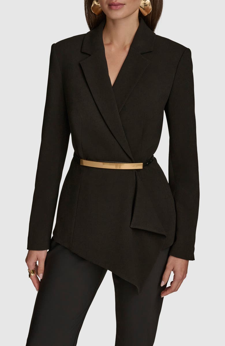 Donna Karan New York Belted Ruffle Detail Crepe Jacket, Main, color, 