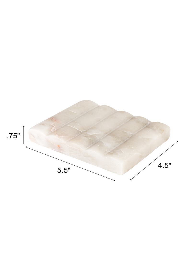 Contemporary Carved Marble Soap Dish for Bathrooms, Alternate, color, White