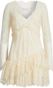 LoveShackFancy Seelie Eyelash Lace Long Sleeve Minidress