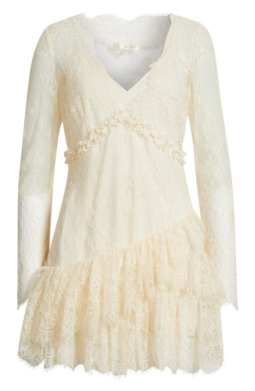 Loveshackfancy Seelie Eyelash Lace Long Sleeve Minidress In White