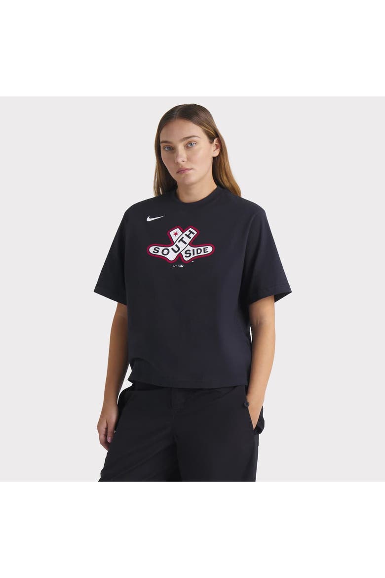 Women's Nike  Black Chicago White Sox 2025 City Connect Logo Boxy T-Shirt, Alternate, color, Black