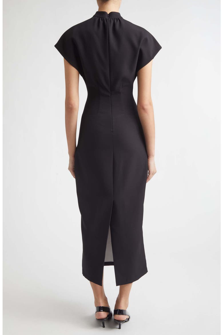 Stella Floral Crepe Midi Dress, Alternate, color, BLACK