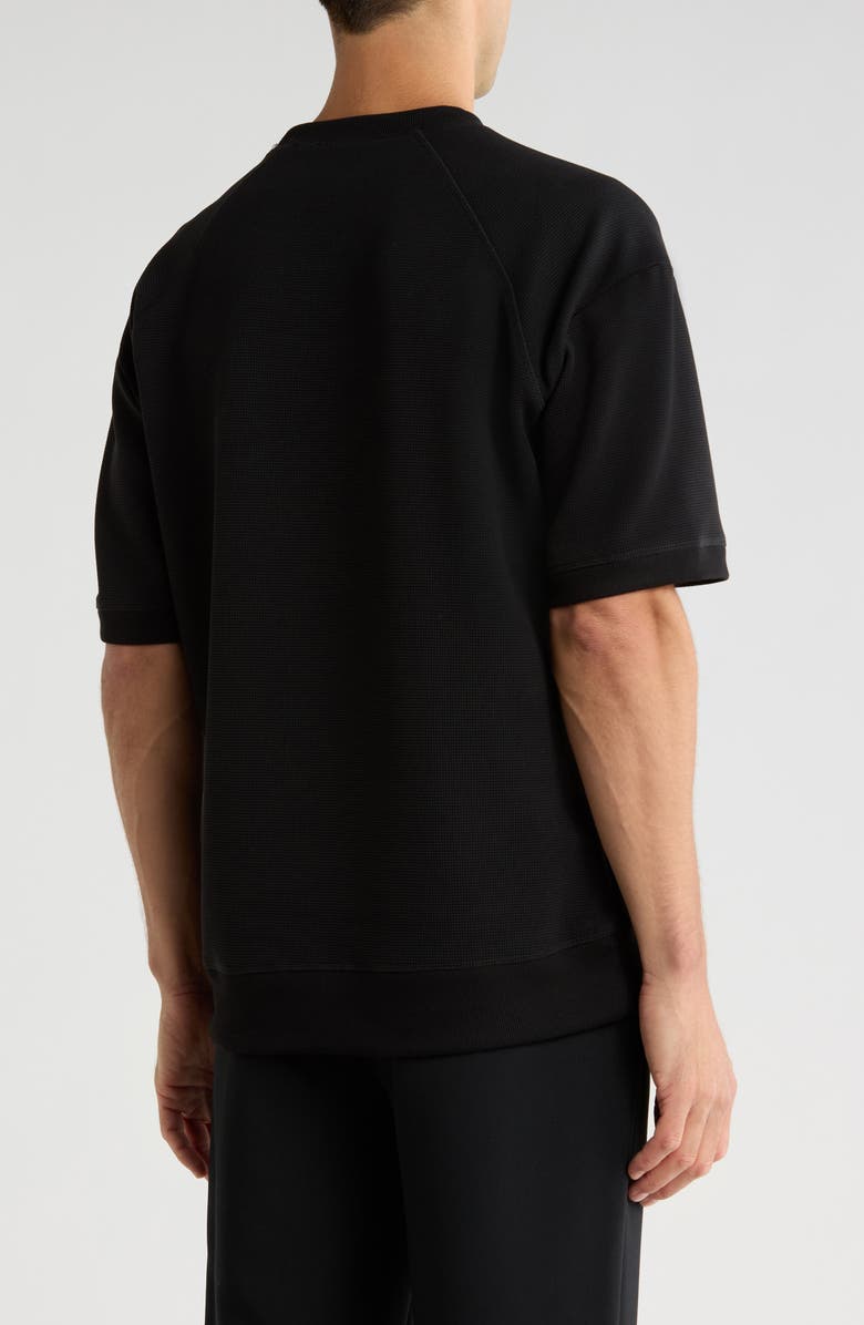KARL LAGERFELD PARIS Mock Neck Waffle Knit T-Shirt, Alternate, color, Black