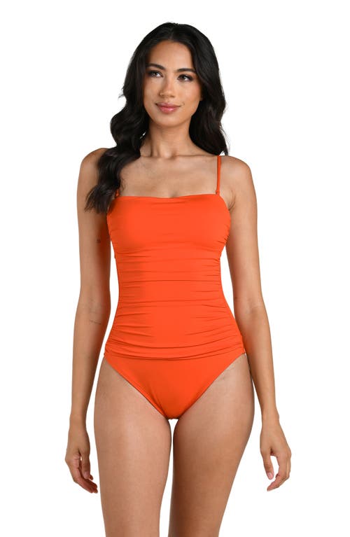 La Blanca Shirred Cutout One-piece Swimsuit In Orange