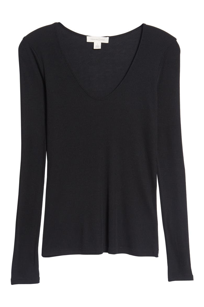 Ribbed Tee, Alternate, color, BLACK