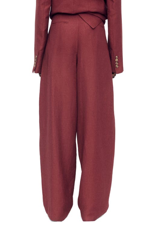 Mango Wideleg Linen-blend Suit Trousers Wine
