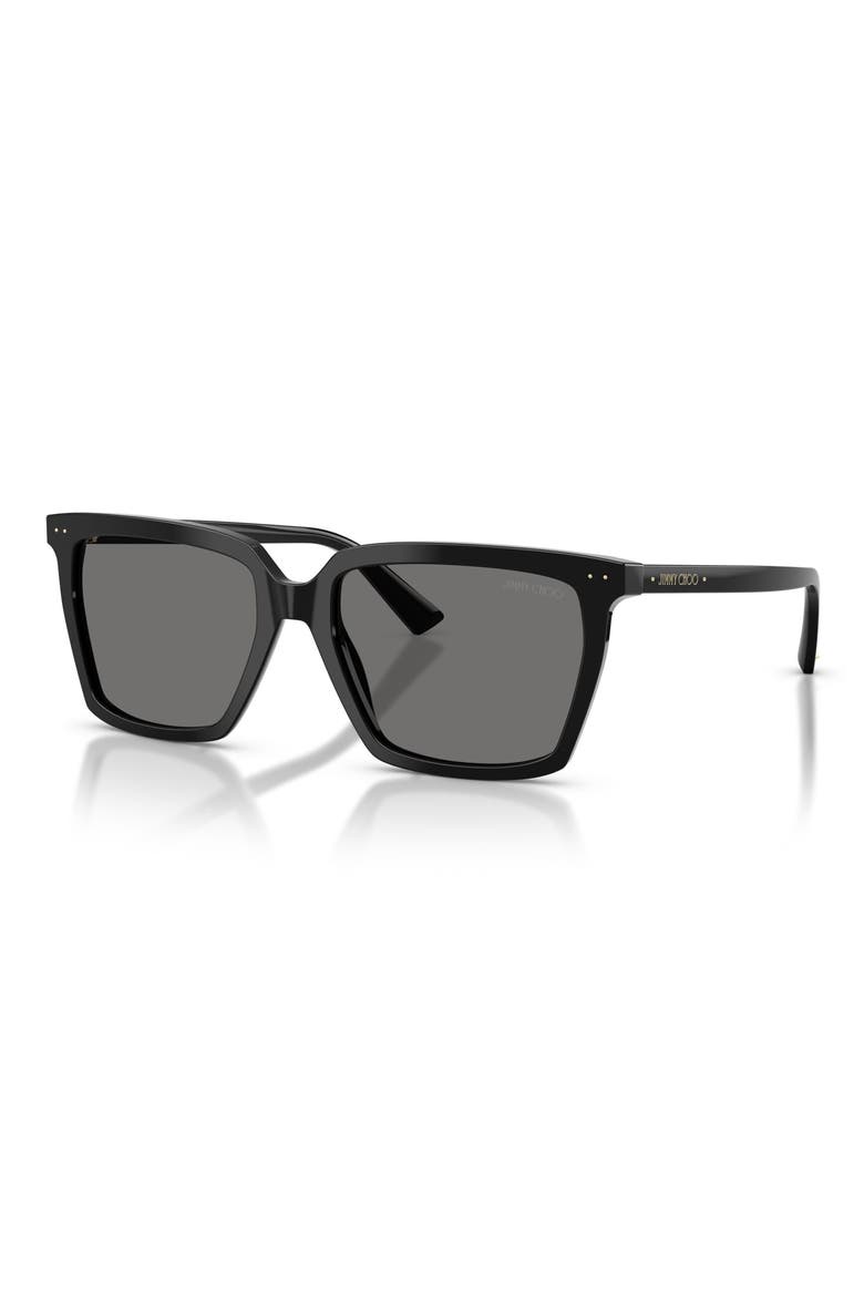 55mm Polarized Square Sunglasses, Alternate, color, BLACK / POLAR DARK GRAY