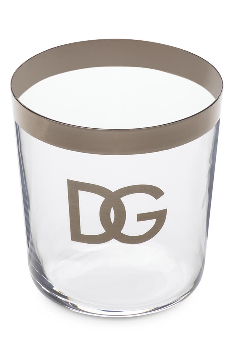 Dolce&Gabbana DG Logo Set Of 2 Water Glasses, Alternate, color, Trasp/ Silver