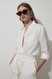 Karen Millen Linen Blend Long Sleeve Shirt
