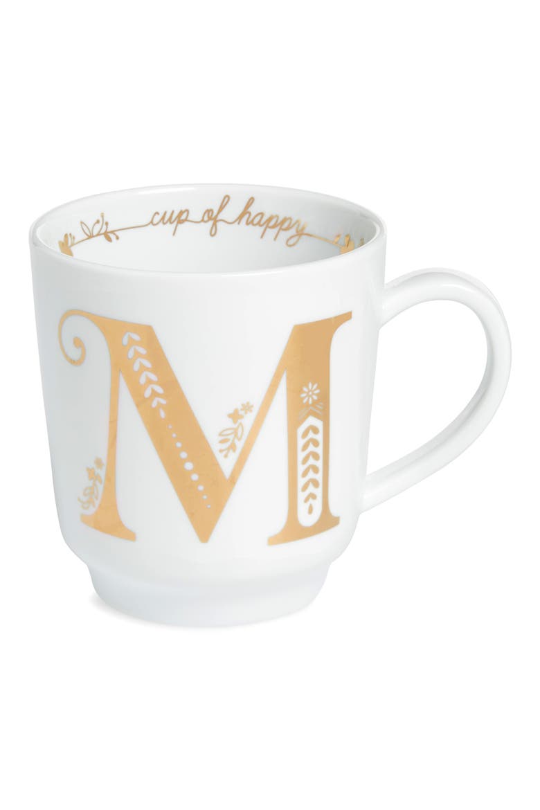 Cup of Happy Glazed Monogram Mug, Main, color, M - GOLD MULTI