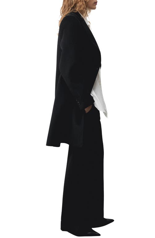 Mango Double-breasted Wool Coat Black In Black