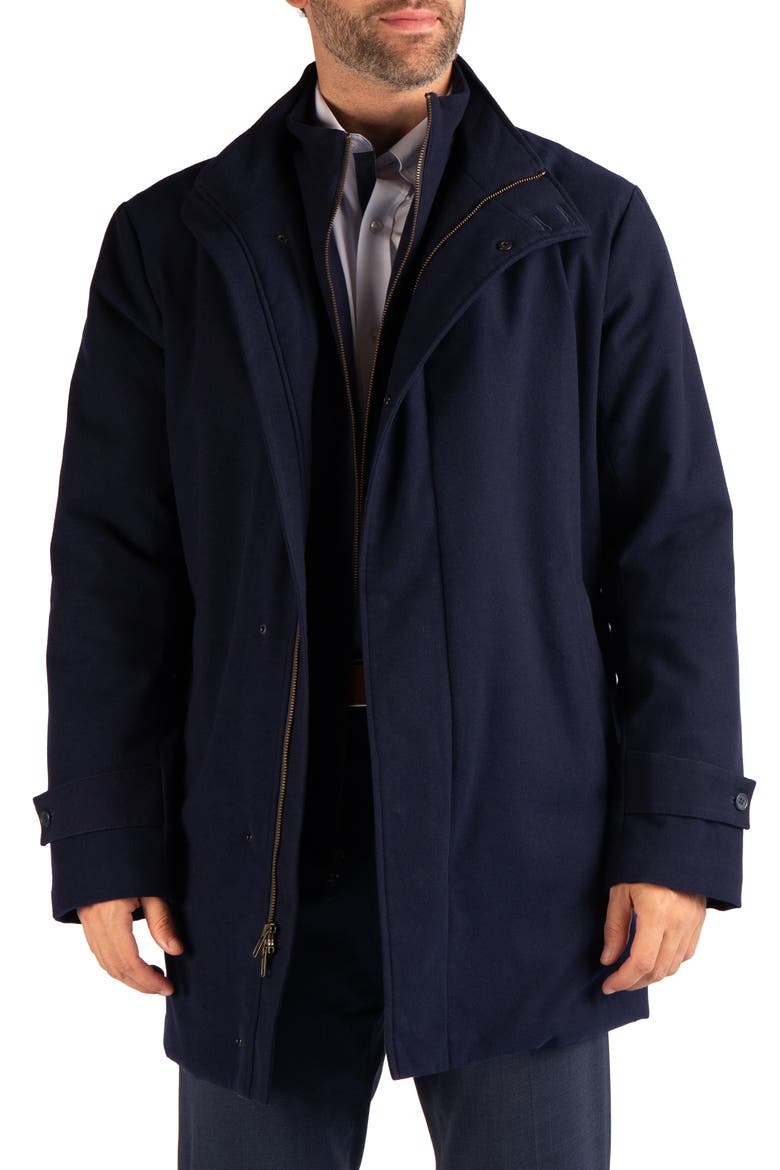Lux Cashmere Touch Quilted Car Coat, Main, color, NAVY