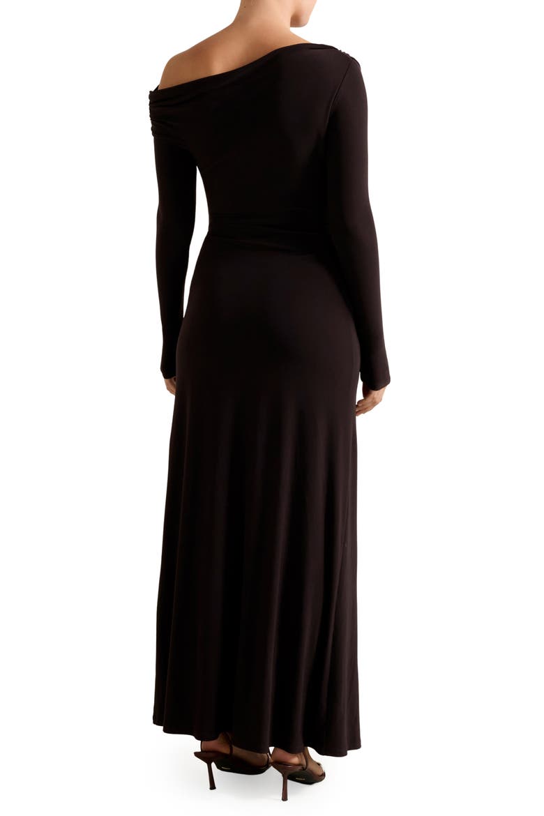 Dixie One-Shoulder Long Sleeve Ruched Maxi Dress, Alternate, color, DARK PLUM