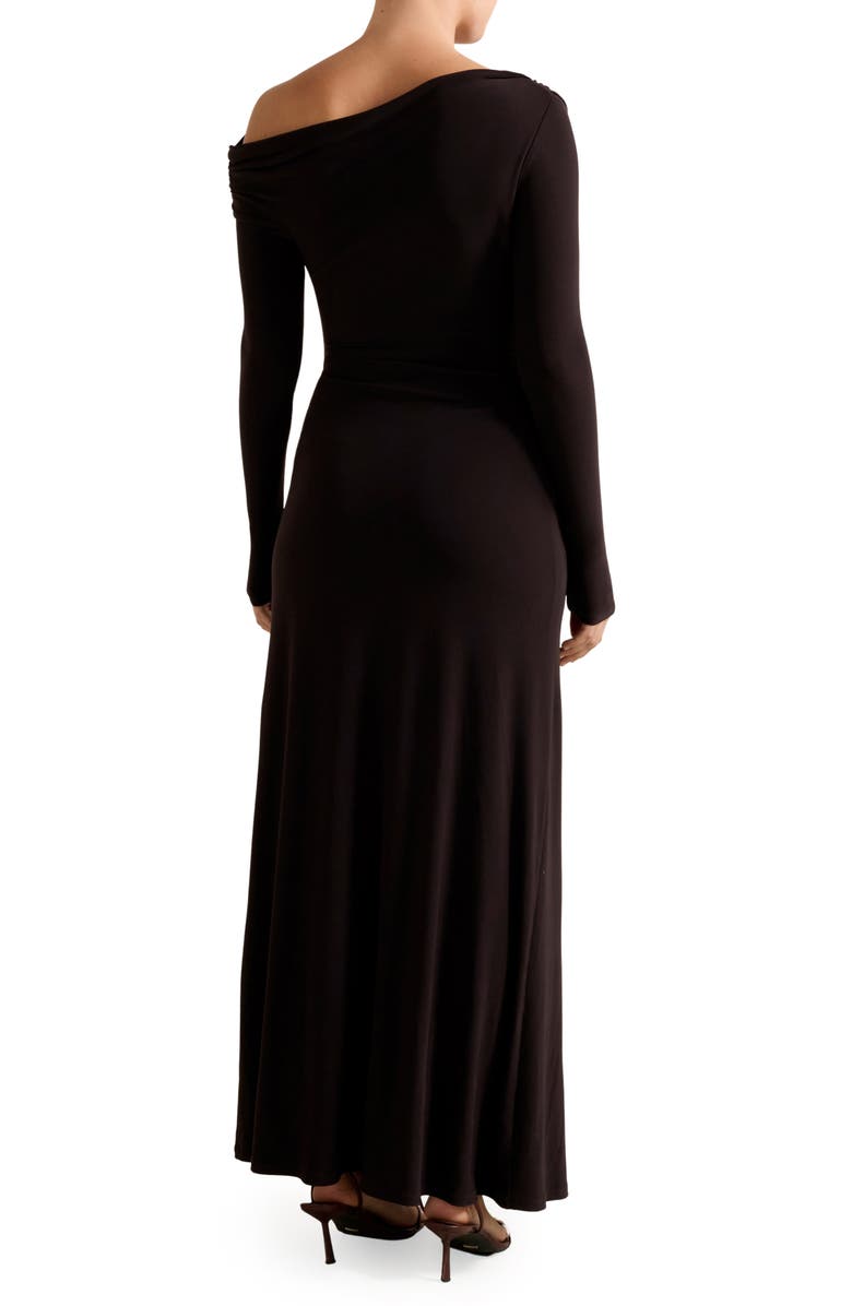 Ever New Dixie One-Shoulder Long Sleeve Ruched Maxi Dress, Alternate, color, Dark Plum