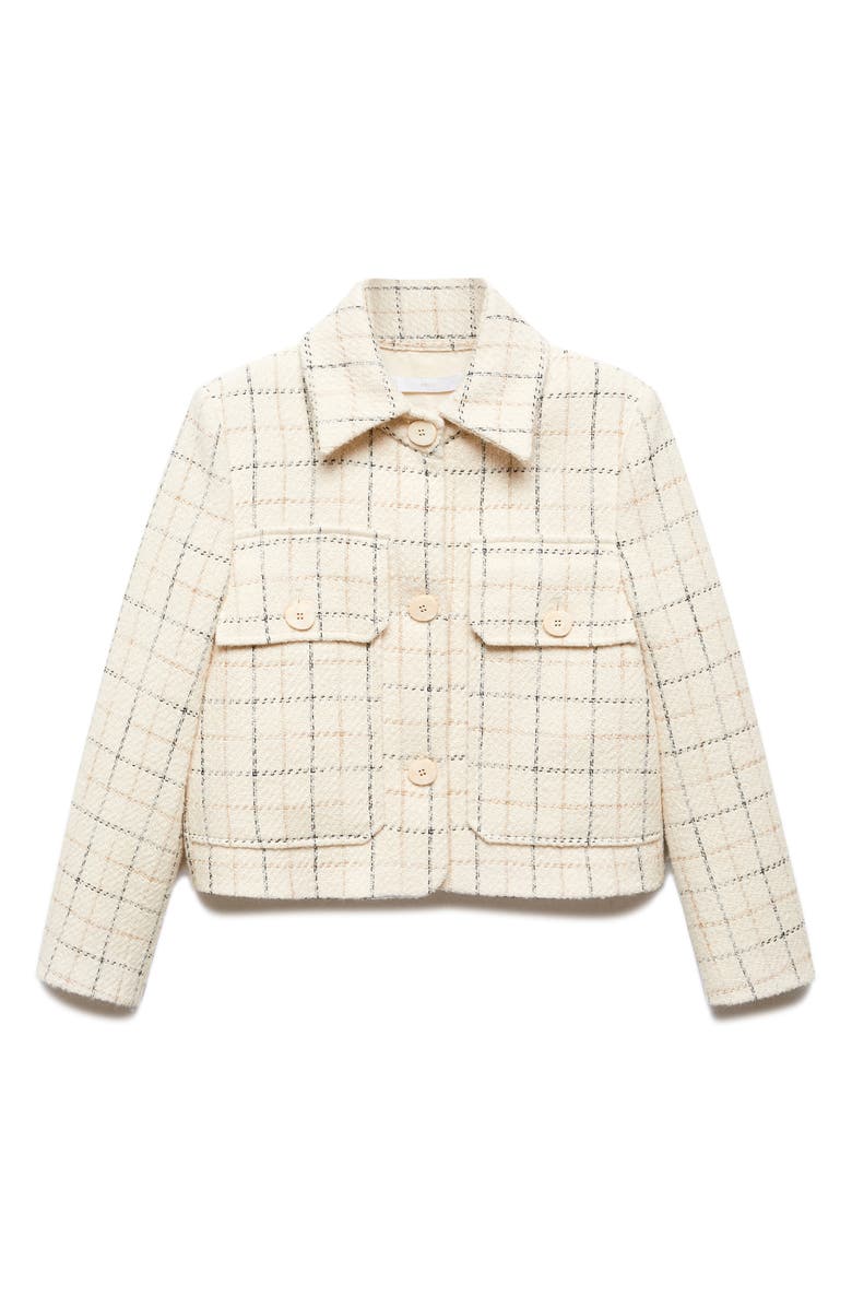 MANGO Windowpane Check Tweed Crop Jacket, Alternate, color,