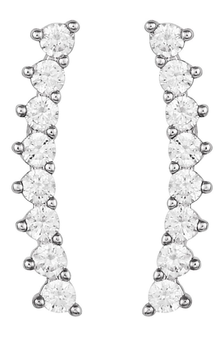 Cubic Zirconia Ear Climbers, Main, color, SILVER/ CRYSTAL